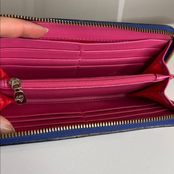 MCM Blue Saffiano Leather Wallet with Gold Accents - Picture 8 of 16